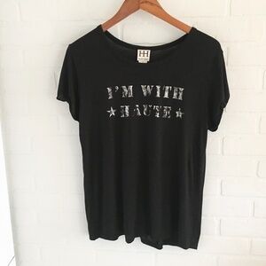 Revolve x Haute HIPPIE Women’s Graphic tee “I’M WITH HAUTE” BLACK 100% Modal S